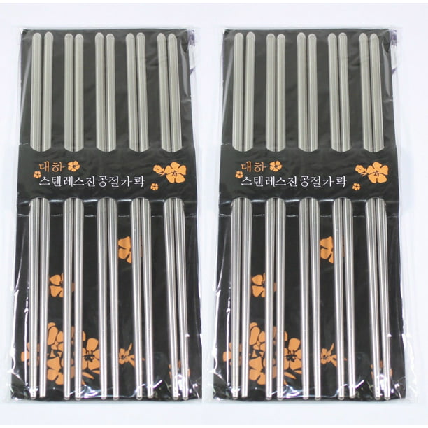 Metal Stainless Steel Chopsticks Spiral Threaded CHOP Sticks 5 Pairs/set 2 Set for sale online